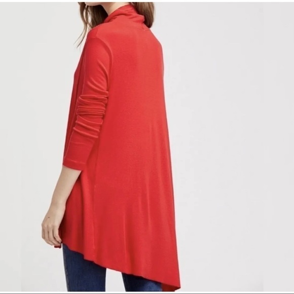 Free People Womens Sz S Red Choker Collar Turtleneck Swing Tunic Top Blouse - Picture 3 of 8